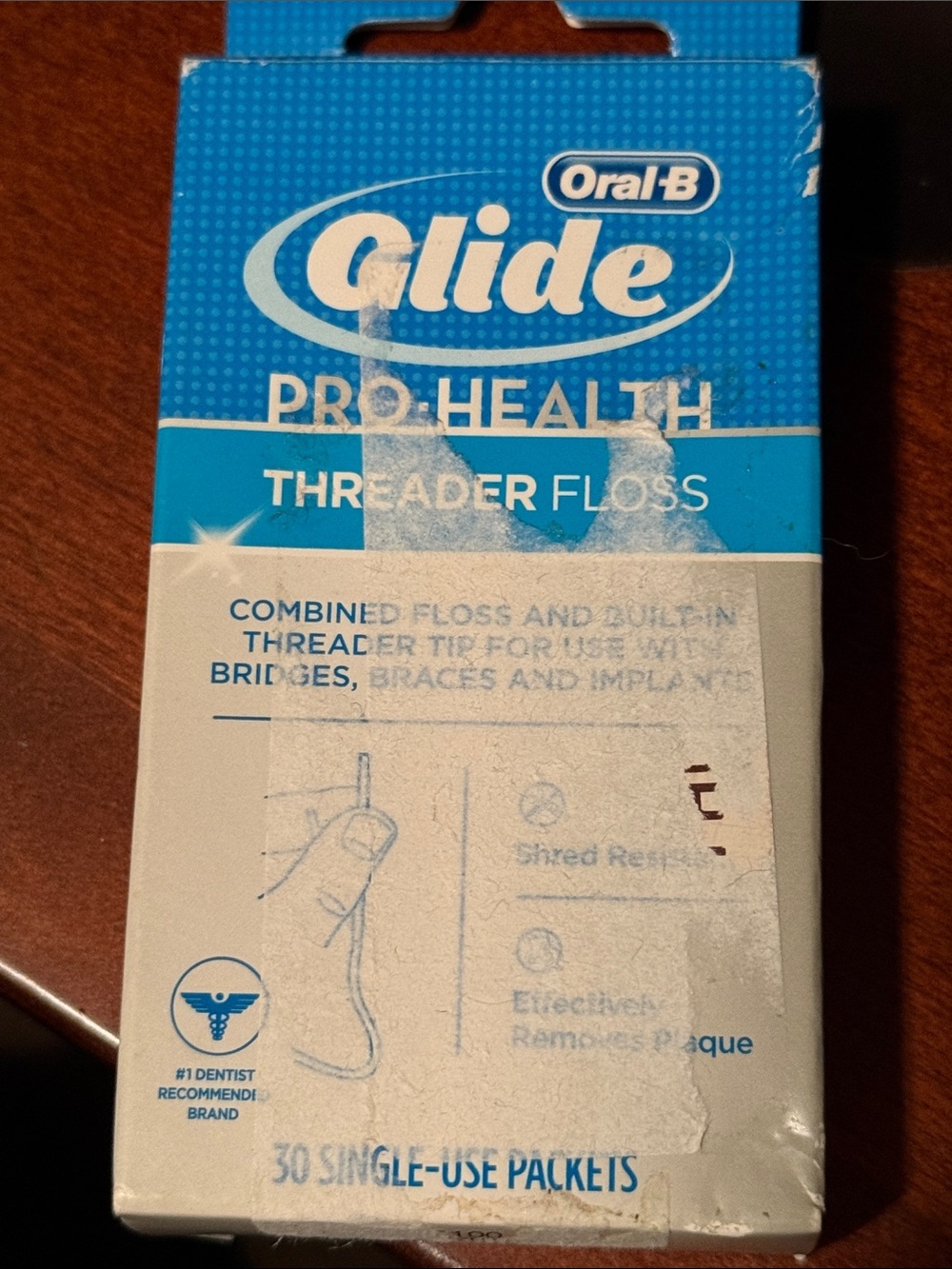 Oral-B Glide Pro-Health Threader Floss 30 Single Use Packets Original